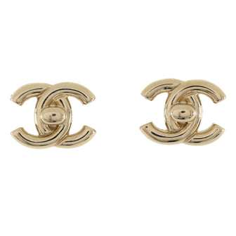 Chanel CC Turnlock Stud Earrings Metal