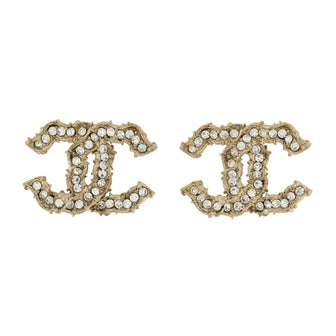 Chanel CC Stud Earrings Metal with Crystals