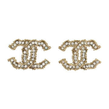 Chanel CC Stud Earrings Metal with Crystals