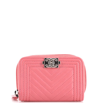 Chanel Boy Zip Coin Purse Chevron Calfskin Small