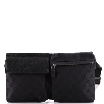 Gucci Vintage Double Belt Bag GG Canvas Small
