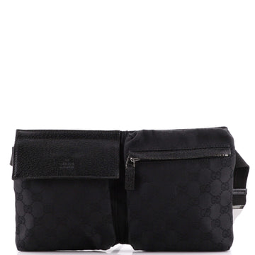 Gucci Vintage Double Belt Bag GG Canvas Small