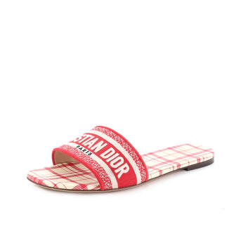 Christian Dior Women's Dway Flat Sandals Embroidered Canvas