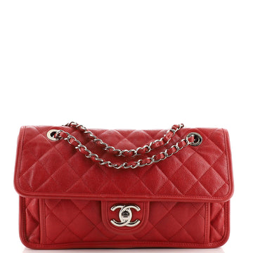 Chanel French Riviera Flap Bag Quilted Caviar Medium