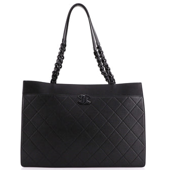 Chanel So Black Shopping Tote Quilted Caviar Large