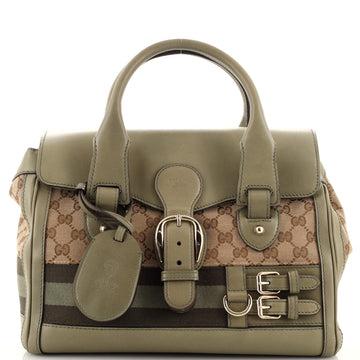 Gucci Heritage Boston Bag GG Canvas with Leather Medium