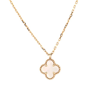 Van Cleef & Arpels Sweet Alhambra Pendant Necklace 18K Yellow Gold and Mother of Pearl