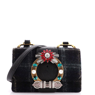 Miu Miu Madras Crystal Buckle Shoulder Bag Wool Small