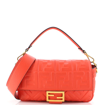Fendi Baguette NM Bag Zucca Embossed Leather Medium