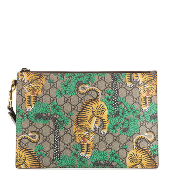Gucci Zipped Pouch Bengal Print GG Coated Canvas Large