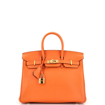 Hermes Birkin Handbag Orange Novillo with Gold Hardware 25