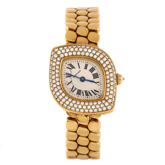 Cartier Navette Quartz Watch Yellow Gold with Diamond Bezel 24