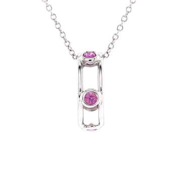 Tiffany & Co. Double Wire Pendant Necklace 18K White Gold with Pink Sapphires