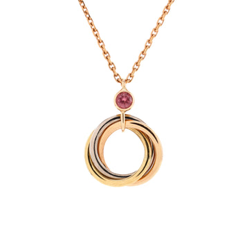 Cartier Trinity Pendant Necklace 18K Tricolor Gold with Pink Sapphire