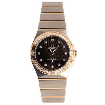 Omega Constellation Quartz Watch Stainless Steel and Rose Gold with Diamond Bezel and Markers 27