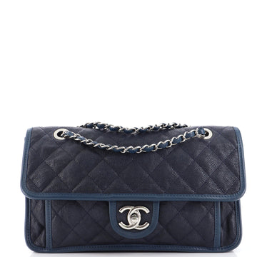 Chanel French Riviera Flap Bag Quilted Caviar Medium