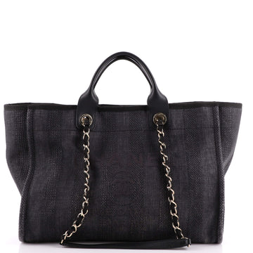 Chanel Deauville Tote Striped Mixed Fibers Medium