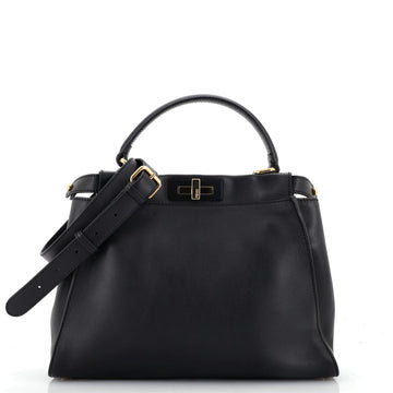 Fendi Peekaboo Bag Rigid Leather with Zucca Velvet Interior Regular
