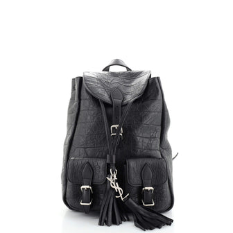 Saint Laurent Festival Backpack Crocodile Embossed Leather Small