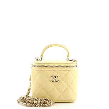 Chanel Classic Top Handle Vanity Case with Chain Quilted Lambskin Mini