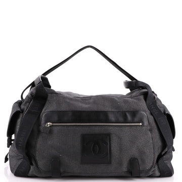 Chanel Sport Line Front Pocket Boston Bag Quilted Canvas Large