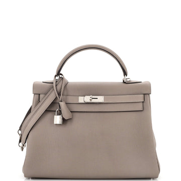 Hermes Kelly Handbag Grey Togo with Palladium Hardware 32