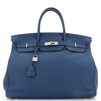Hermes Birkin Handbag Blue Togo with Palladium Hardware 40