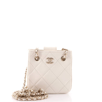 CC Square Clutch with Chain Quilted Lambskin Mini