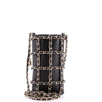 Chanel Chain Frame Phone Clutch with Chain Lambskin