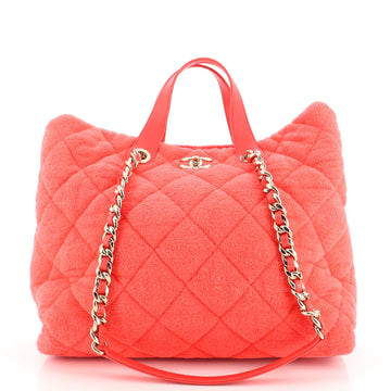 Chanel Coco Beach CC Shopping Tote Quilted Terry Cloth