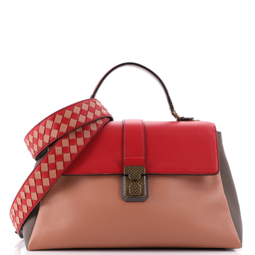 Bottega Veneta Piazza Top Handle Bag Leather with Intrecciato Detail Medium