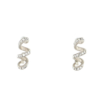 Chanel Spiral Twist Earrings Metal with Crystals