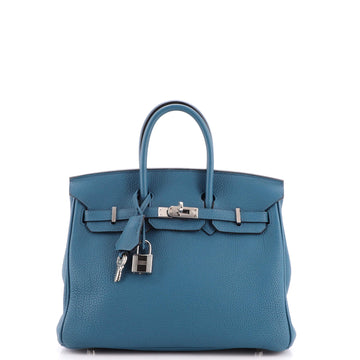 Hermes Birkin Handbag Blue Togo with Palladium Hardware 25