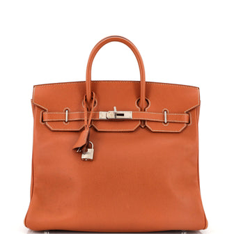 Hermes HAC Birkin Bag Brown Epsom with Palladium Hardware 32