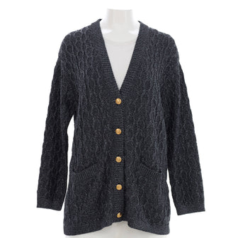 Gucci Women's Chunky Cable Knit V-Neck Cardigan Lame Viscose Blend