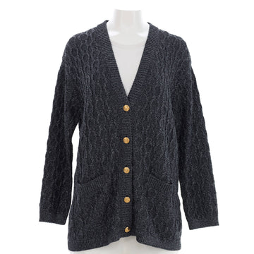 Gucci Women's Chunky Cable Knit V-Neck Cardigan Lame Viscose Blend