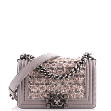 Chanel Boy Flap Bag Braided Tweed Small