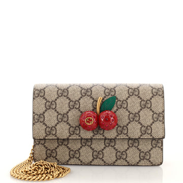 Gucci Cherries Wallet on Chain GG Coated Canvas Mini
