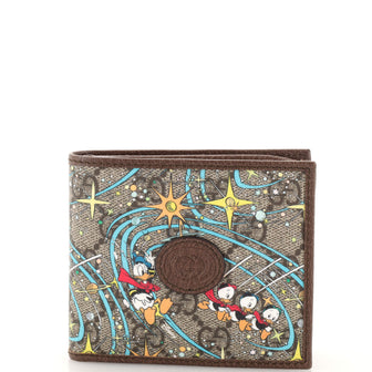 Gucci Disney Donald Duck Bifold Wallet Printed GG Coated Canvas