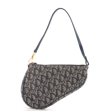 Christian Dior Vintage Saddle Bag Diorissimo Canvas Mini