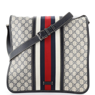 Gucci Vintage Web Flap Messenger Bag GG Coated Canvas Large