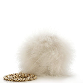 Chanel Round Clutch with Chain Feathers and Quilted Lambskin
