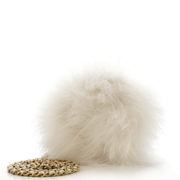 Chanel Round Clutch with Chain Feathers and Quilted Lambskin
