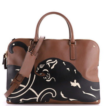 Valentino Garavani Rockstud Panther Briefcase Leather