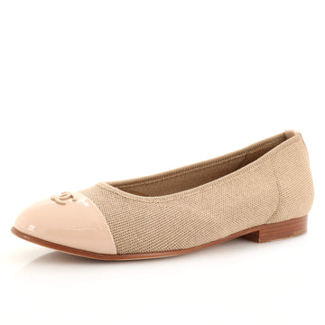 Chanel Women's CC Cap Toe Ballerina Flats Knit with Patent