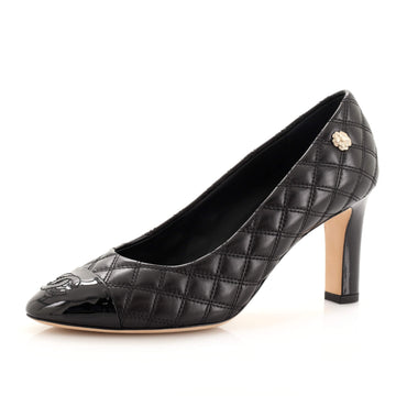 Chanel Women's CC Cap Toe Pumps Quilted Leather with Patent