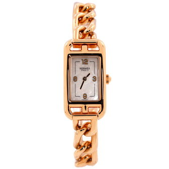 Hermes Nantucket Quartz Watch Rose Gold with Mother of Pearl 17