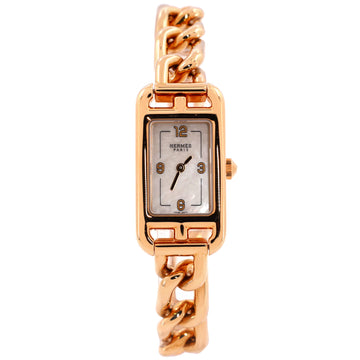 Hermes Nantucket Quartz Watch Rose Gold with Mother of Pearl 17