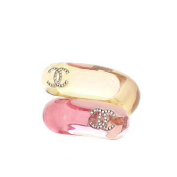 Chanel CC Hinged Cuff Bracelet Resin with Crystal Embellished Metal