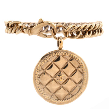 Chanel Single Quilted Medallion CC Charm Bracelet Metal